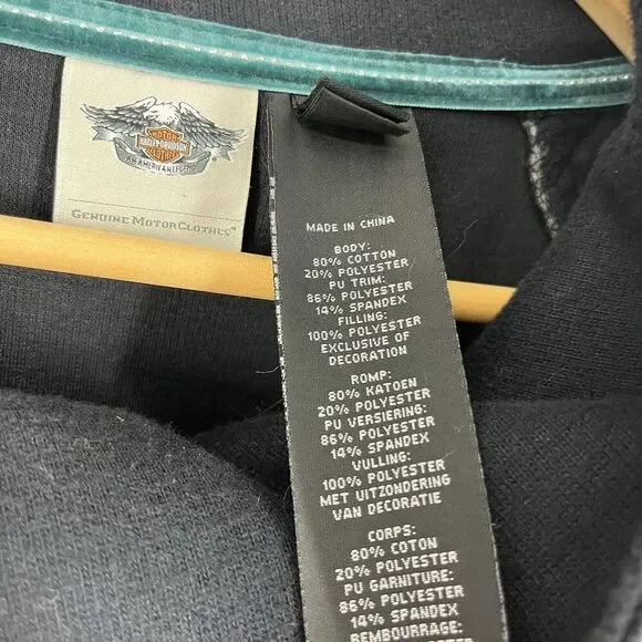 Harley Davidson Jacket 2XL Womens Navy Blue Pea Coat Double Breasted Hi Low Hem - Picture 4 of 7